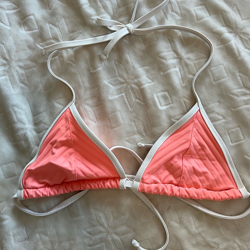 Aerie Pink and White Bikini Top